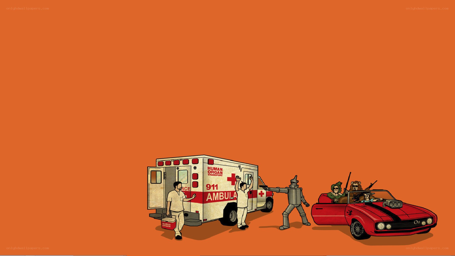 Ambulance and car scene