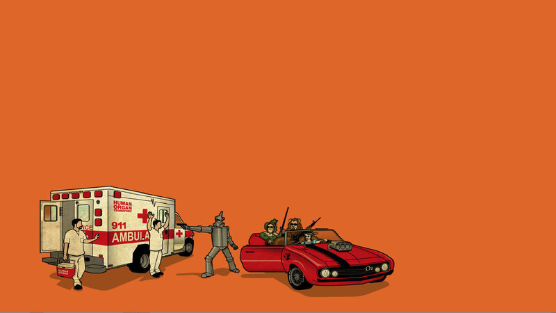 Ambulance and Car Scene — Orange