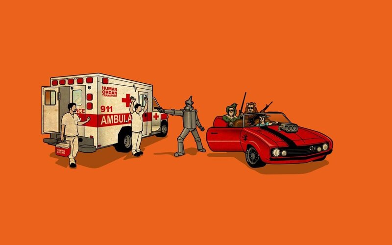 Ambulance and car scene