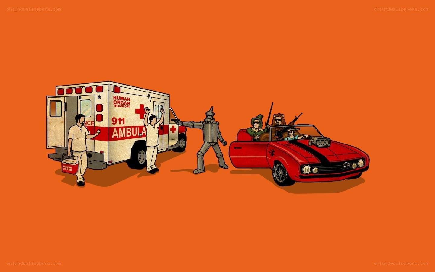 Ambulance and car scene