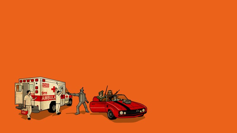 Ambulance and Red Car — Orange