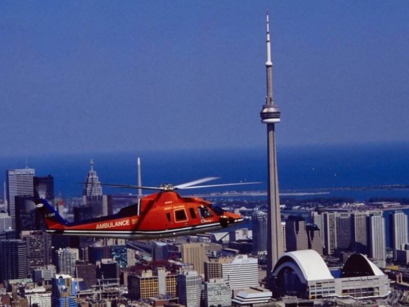 Ambulance helicopter over Toronto