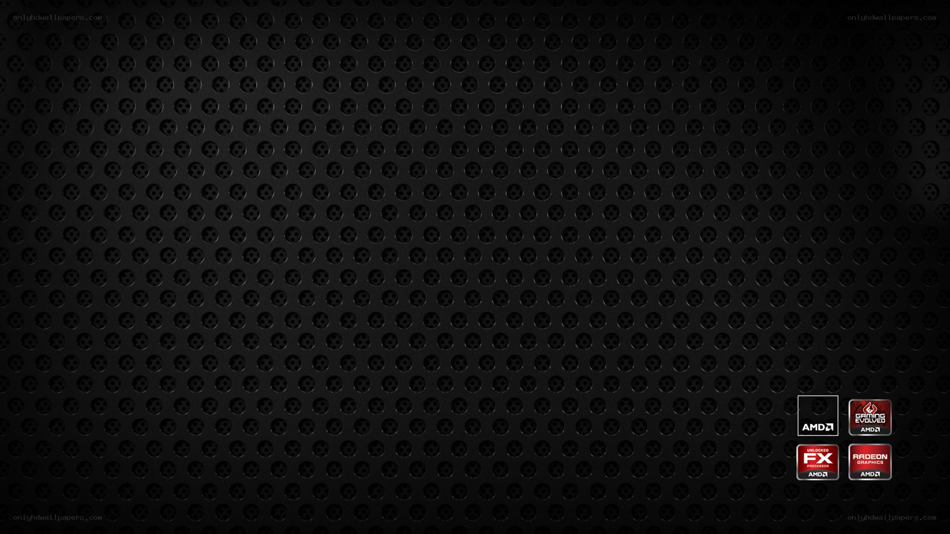 AMD graphics logos on perforated metal