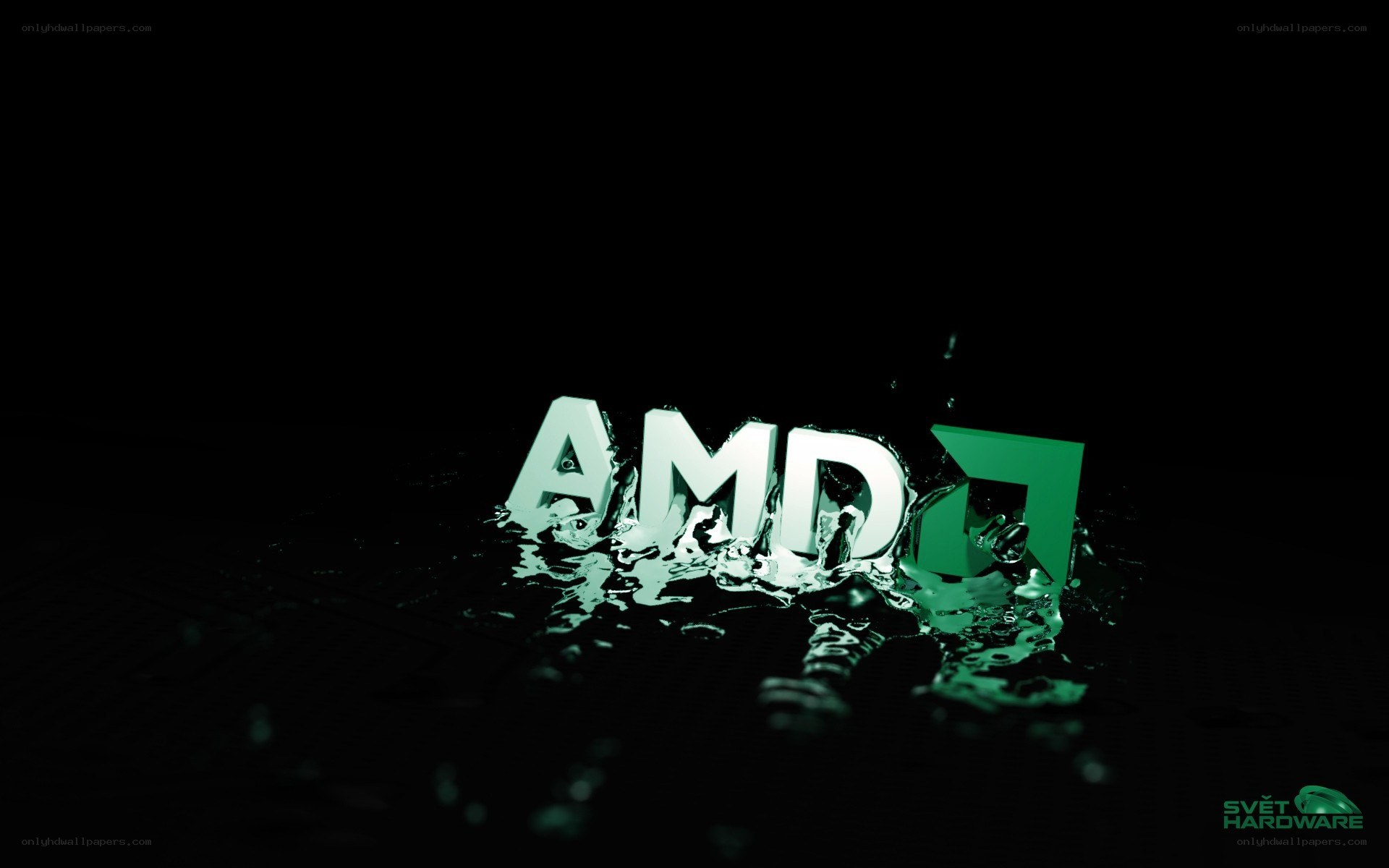 AMD logo in water splash