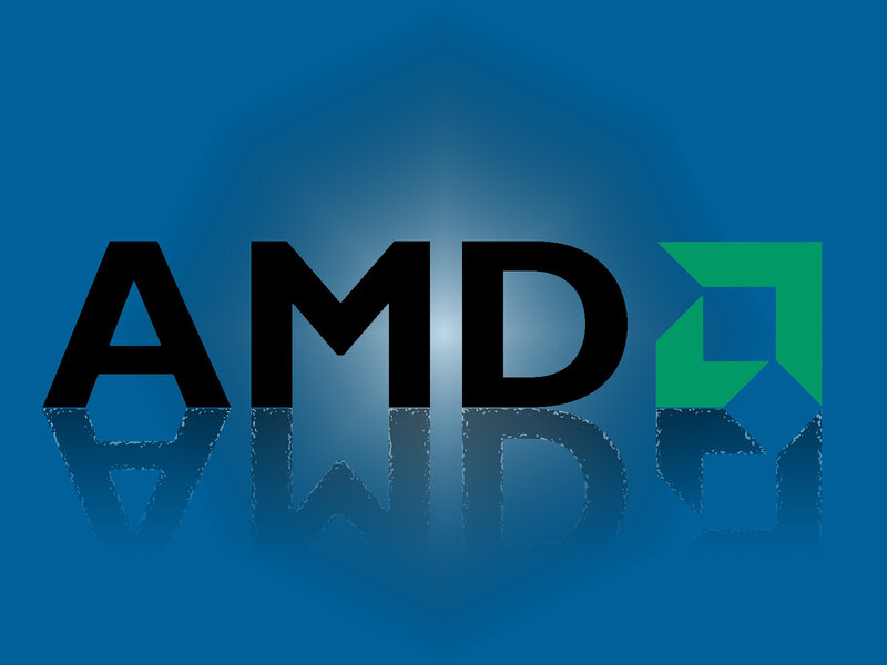 AMD logo on blue background