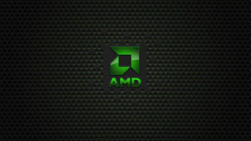 AMD logo on perforated background