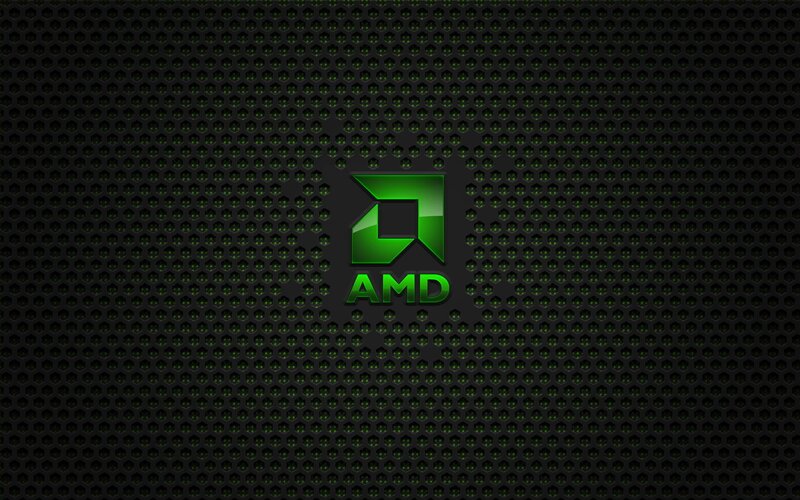 AMD logo on perforated background