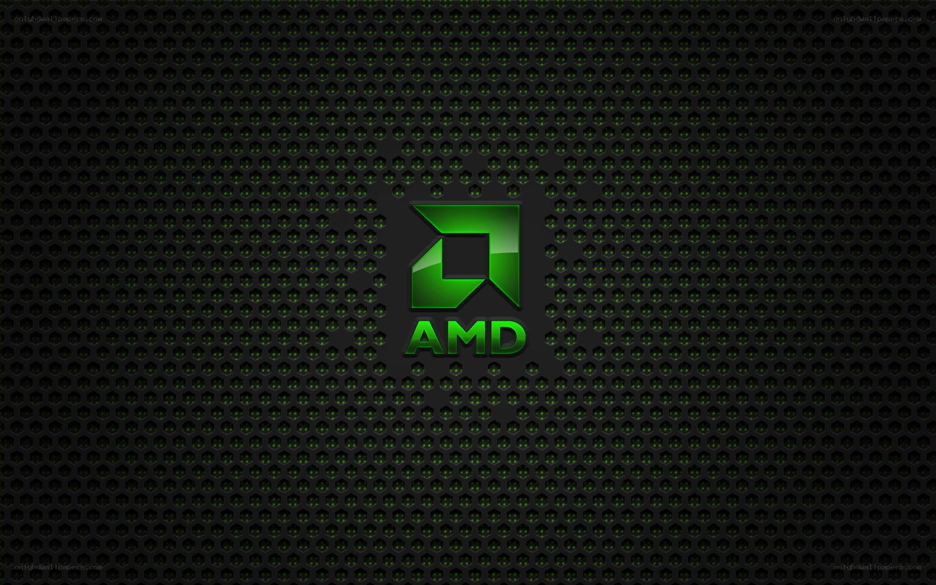 AMD logo on perforated background