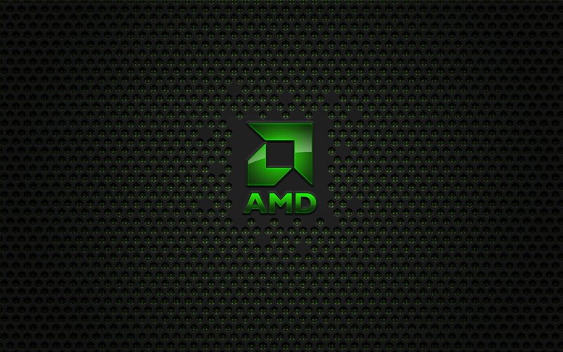 AMD logo on perforated background