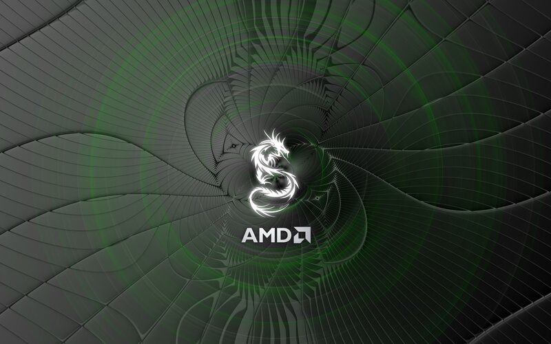 AMD Logo with Dragon — Black, Futuristic