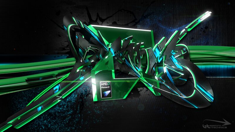 AMD Phenom II Logo — Green, Dramatic