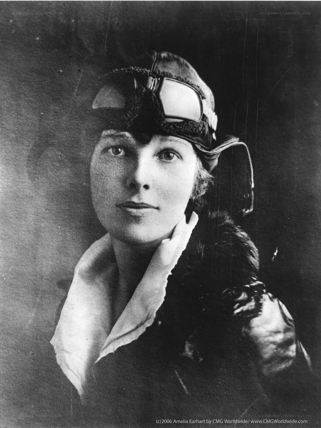 Amelia Earhart in flight gear