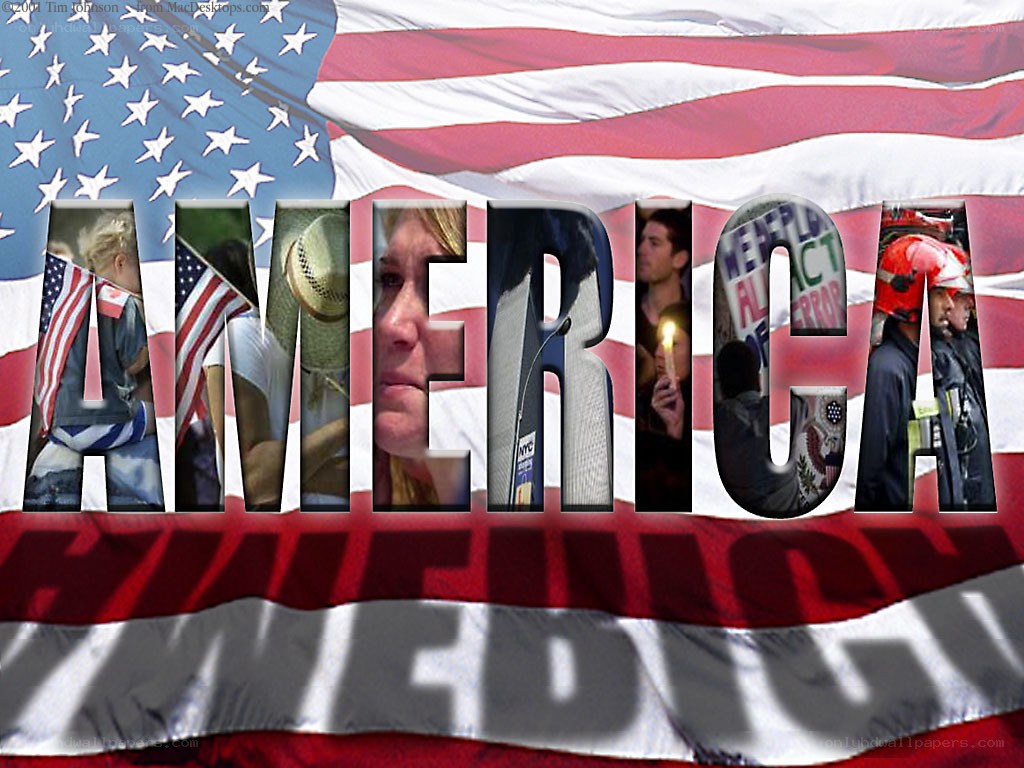America collage with flag