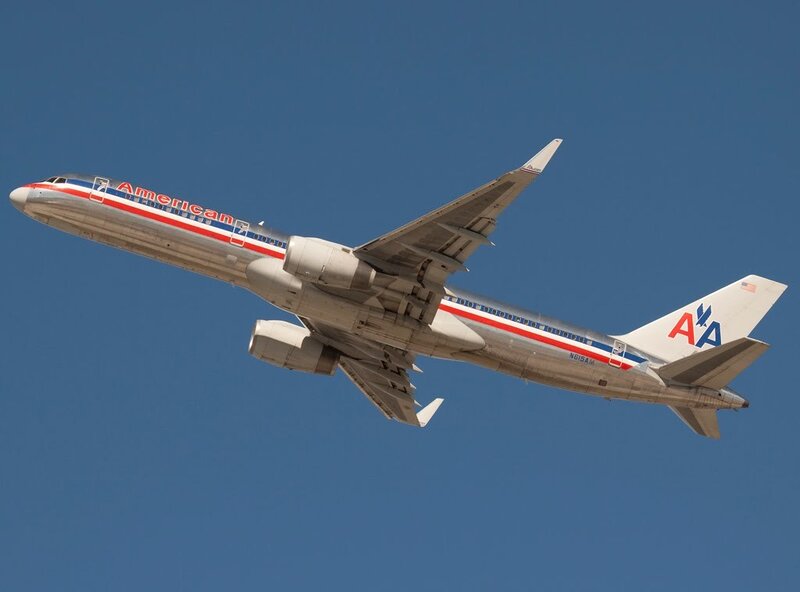 American Airlines Airplane — Blue, Clear, Afternoon, Photograph