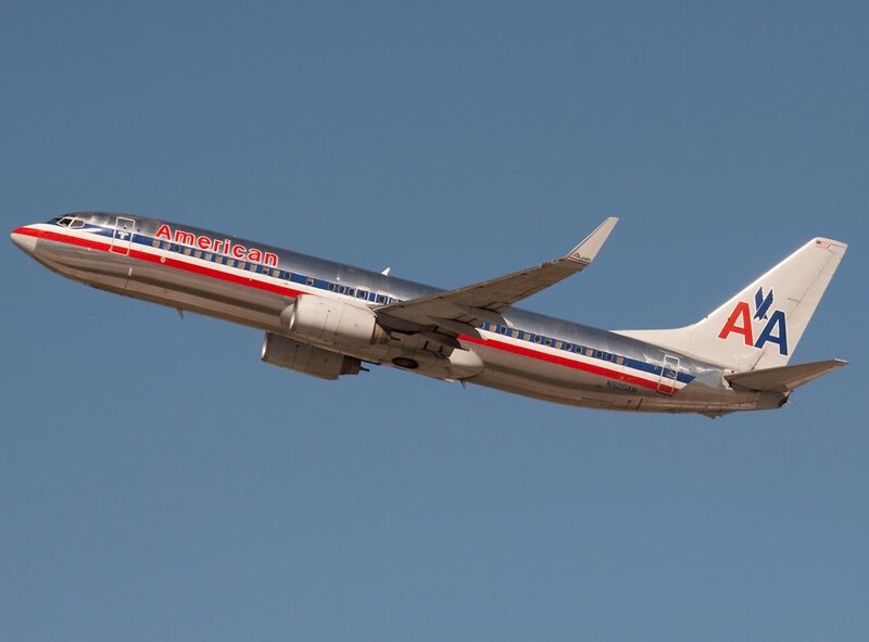 American Airlines Airplane — Blue, Clear, Afternoon