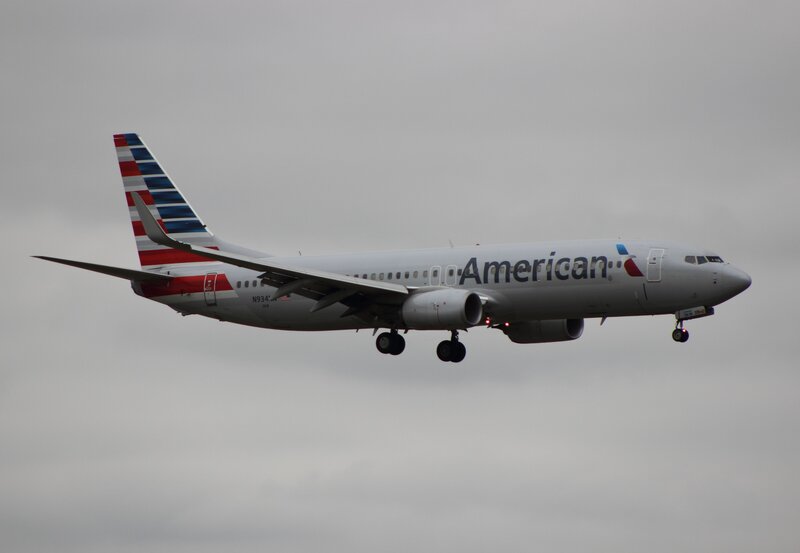 American Airlines Airplane — Gray, Overcast