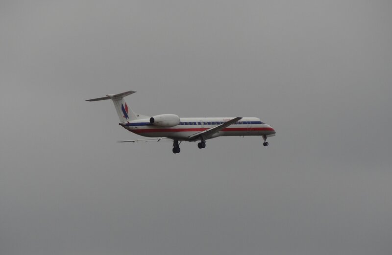 American Airlines Jet — Gray, Overcast