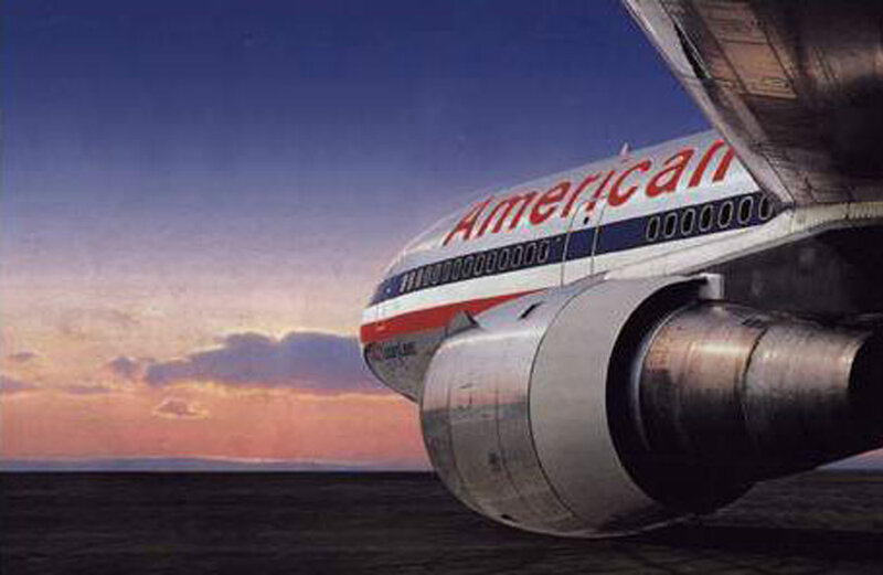 American Airlines Plane — Blue, Dramatic