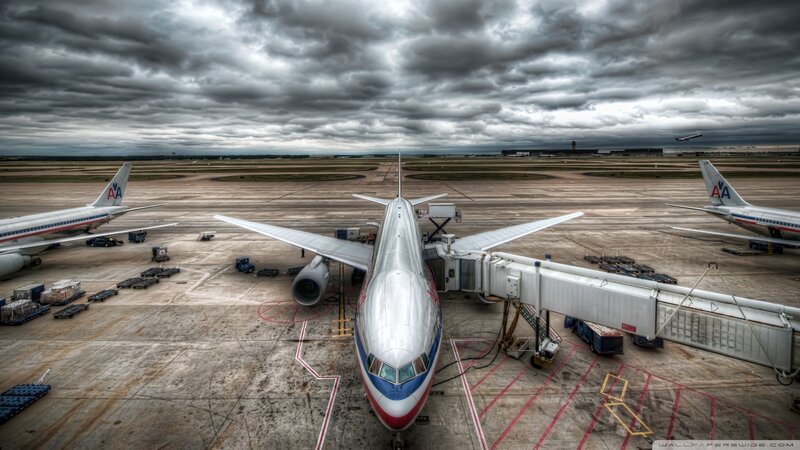 American Airlines Plane — Gray, Dramatic, Photograph