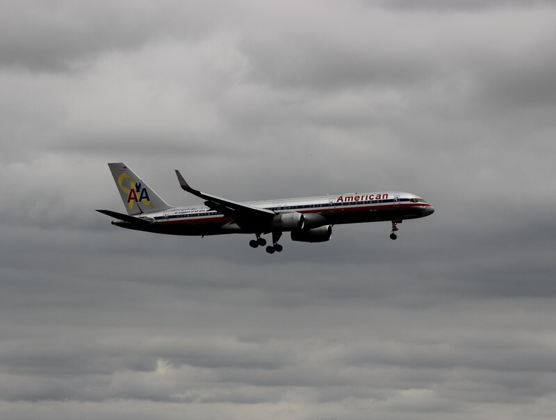 American Airlines Plane — Gray, Overcast, Photograph