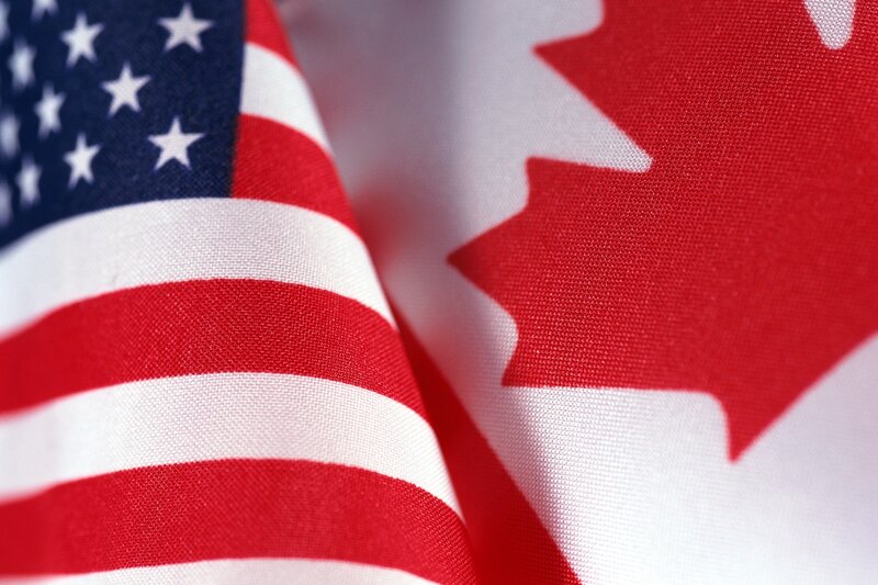 American and Canadian Flags