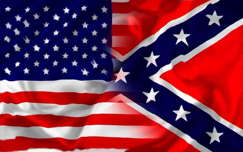 American and Confederate Flags