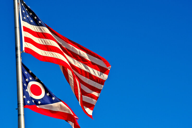 American and Ohio Flags — Blue