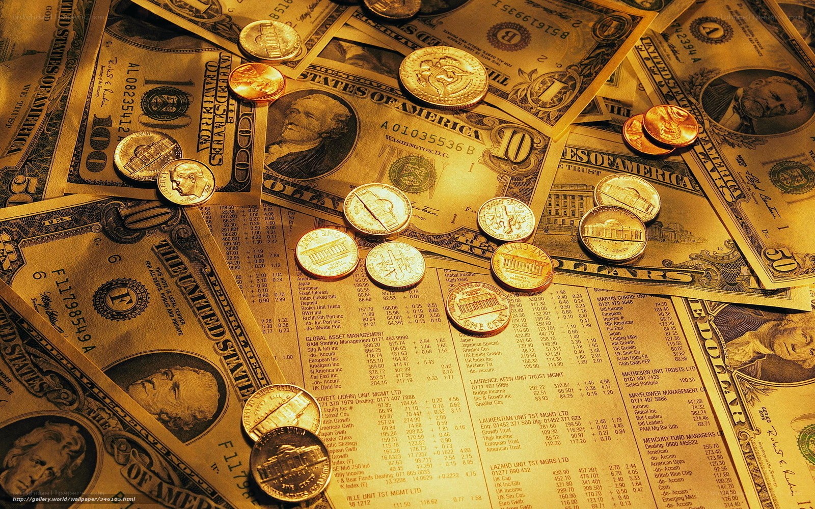American currency scattered on table