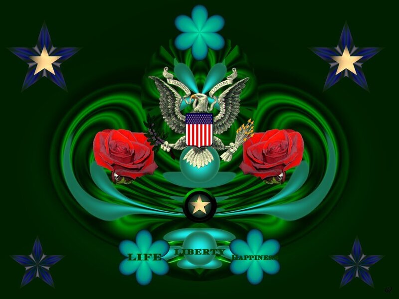American emblem with roses and stars