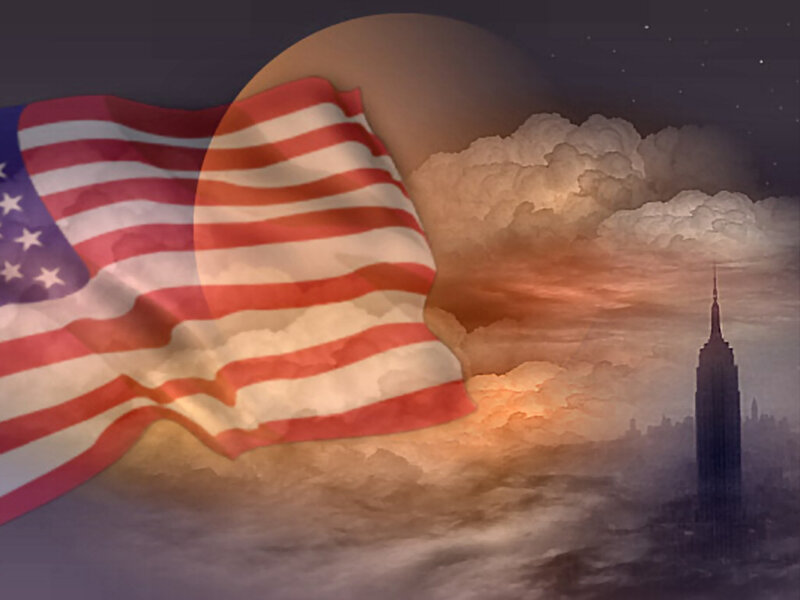 American Flag and Empire State Building