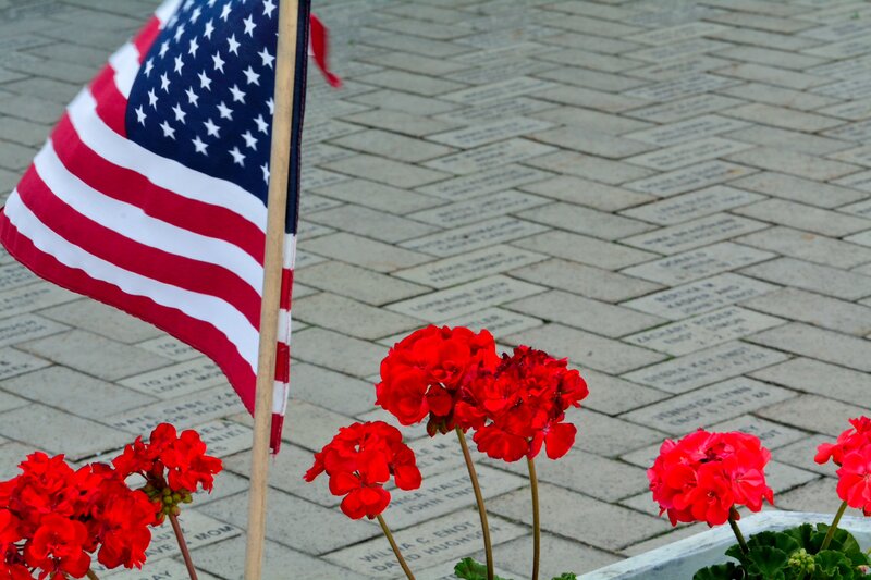 American Flag and Flowers