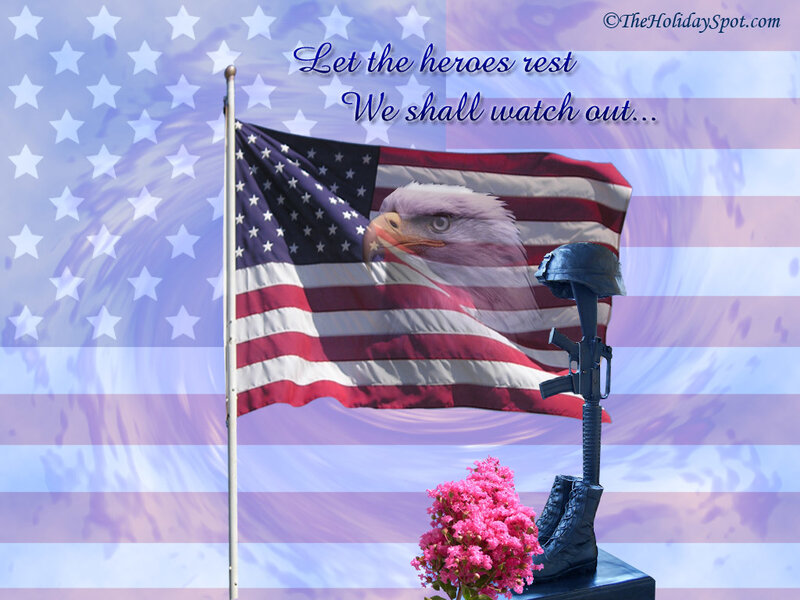 American Flag and Memorial