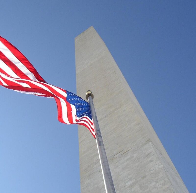 American Flag and Monument