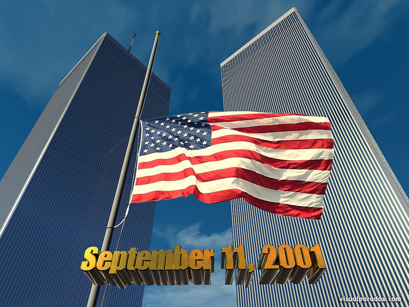 American Flag and Twin Towers
