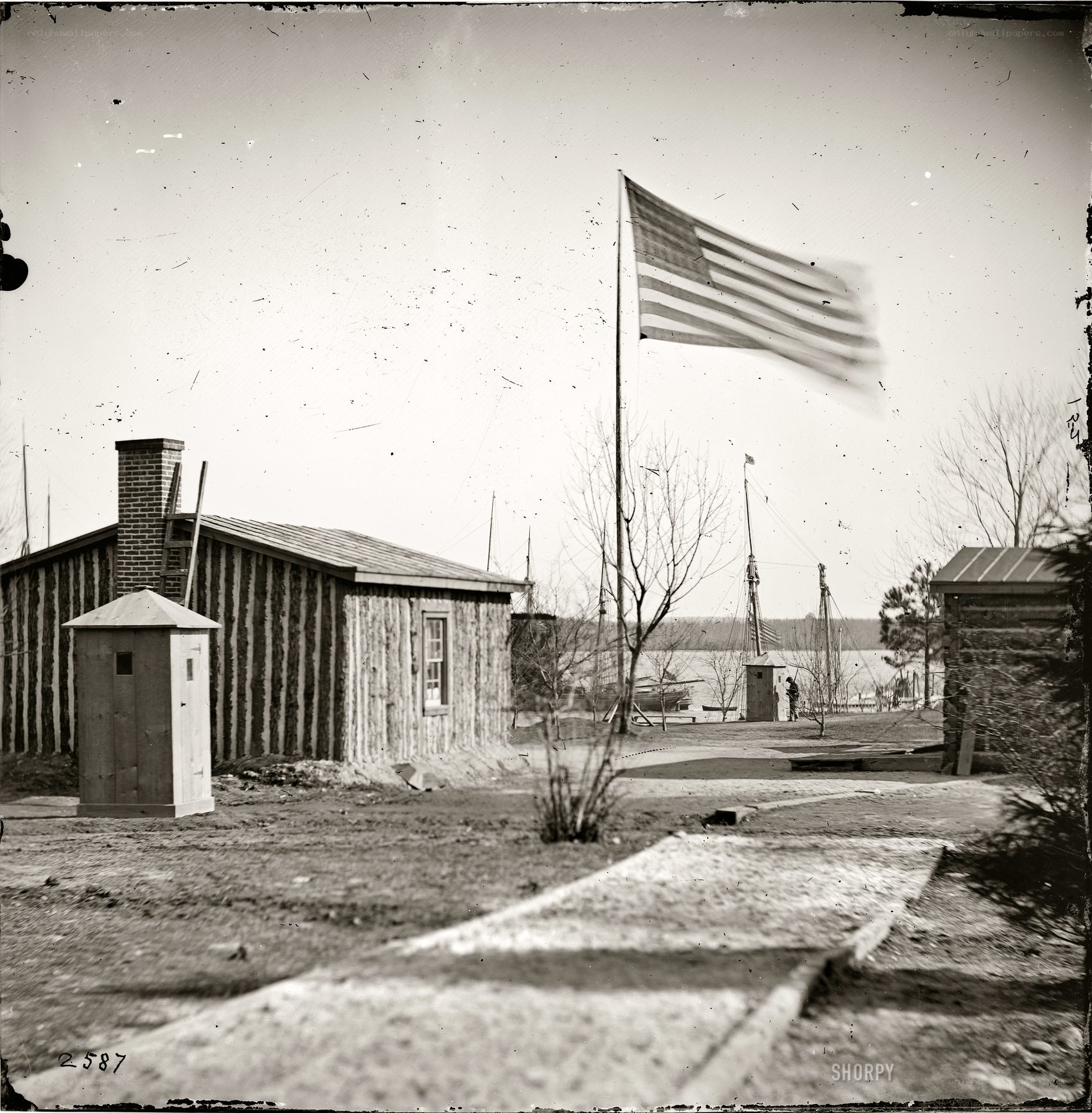 American flag at a military outpost