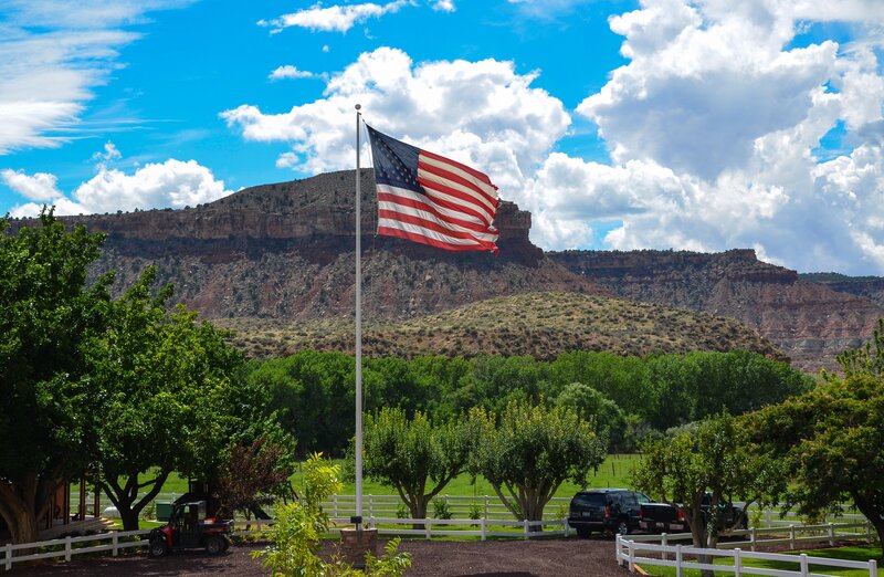 American flag at a ranch