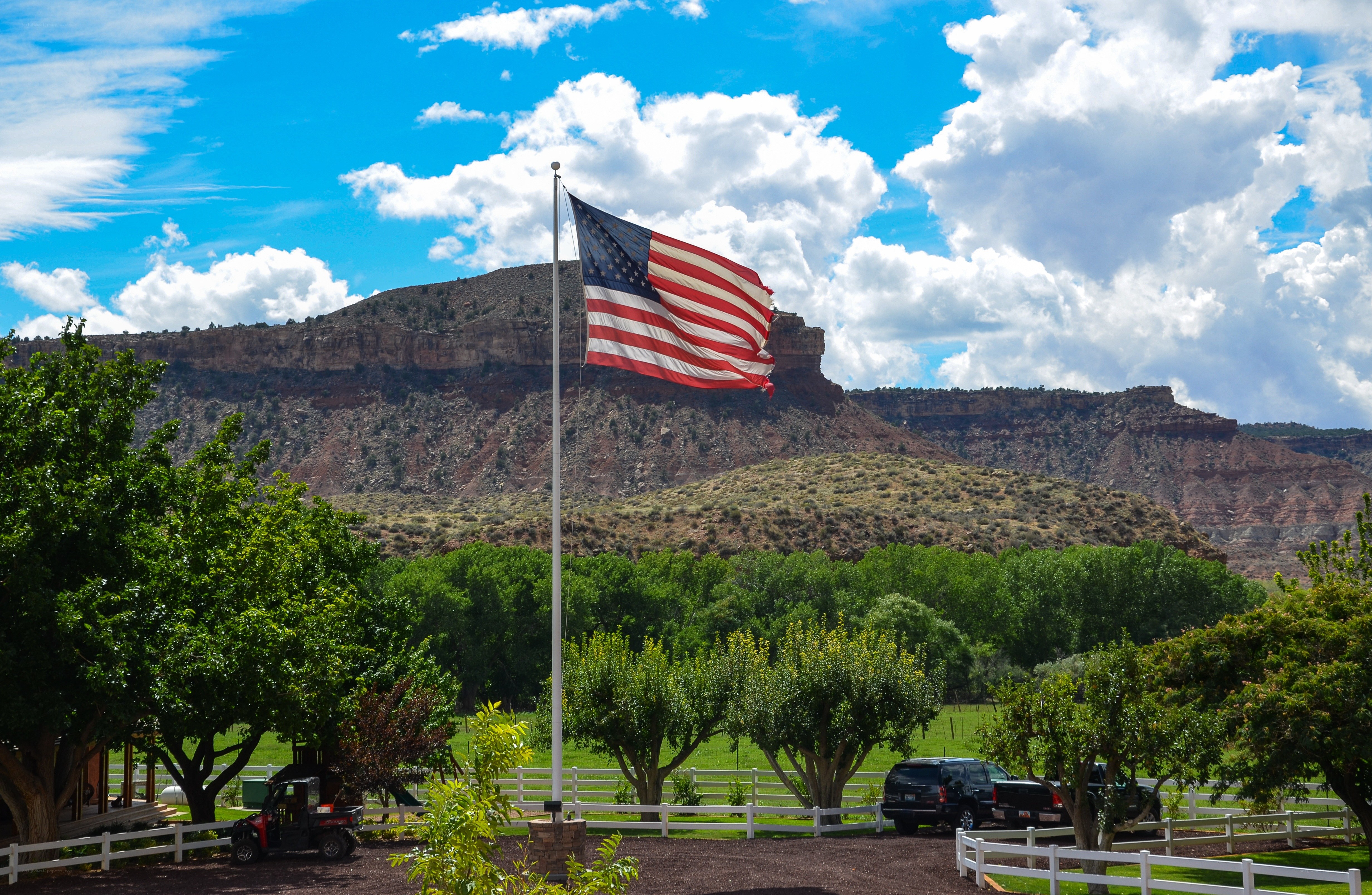 American flag at a ranch