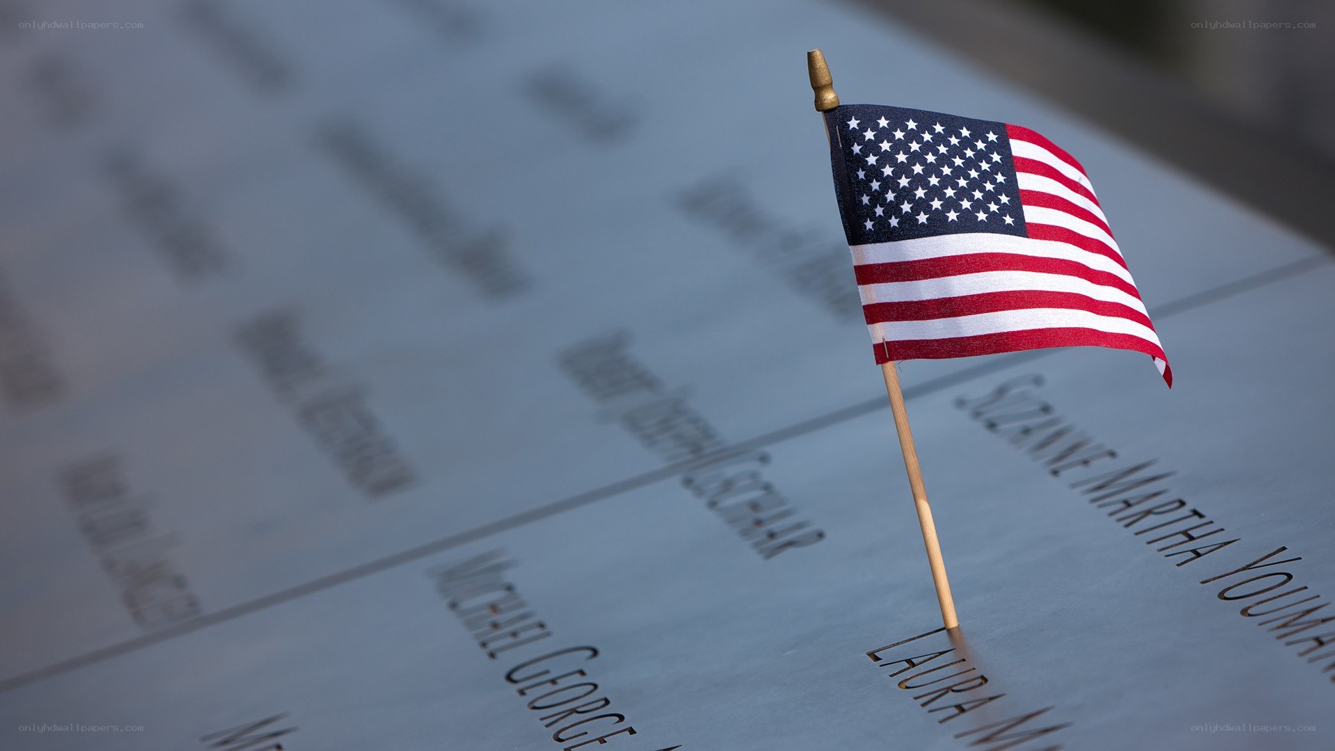 American flag at memorial