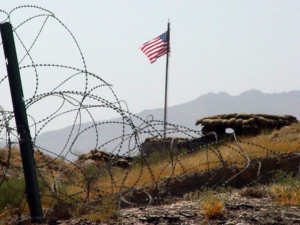 American flag at military outpost