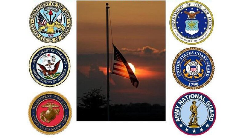 American Flag at Sunset — Orange