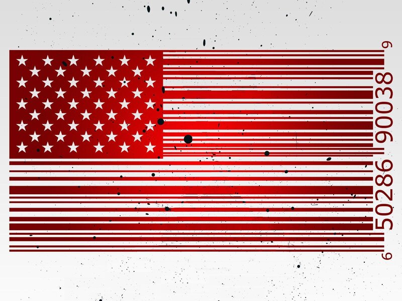 American Flag Barcode — Red