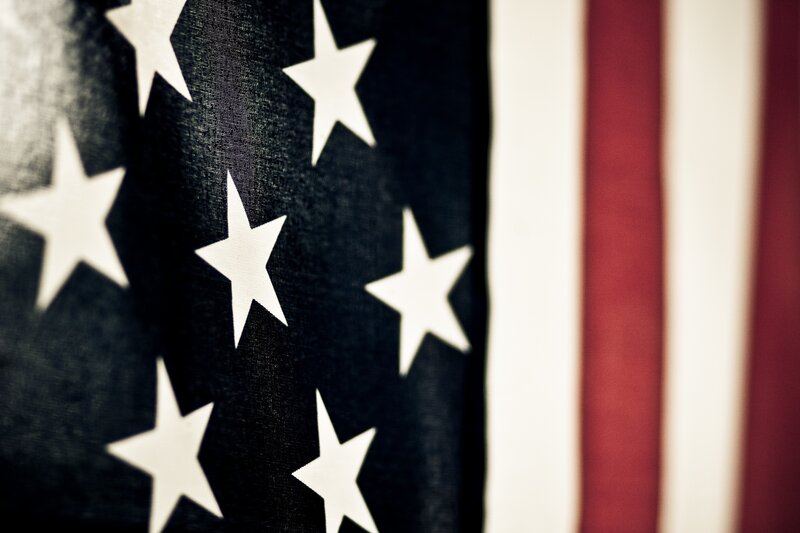 American Flag Close-up — Black