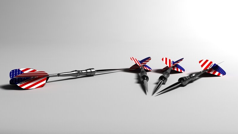 American flag darts on gray