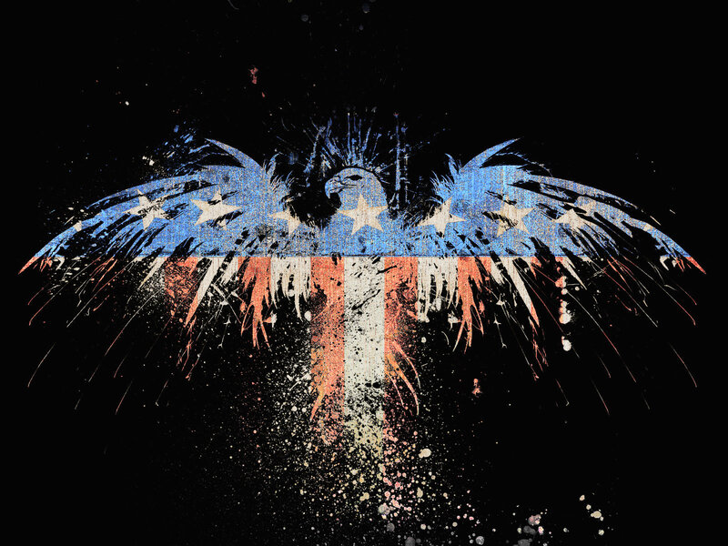 American flag eagle splatter art