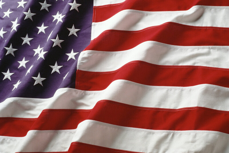 American Flag Fabric — Red, Patriotic, Photograph, Stars, Stripes, White, Blue