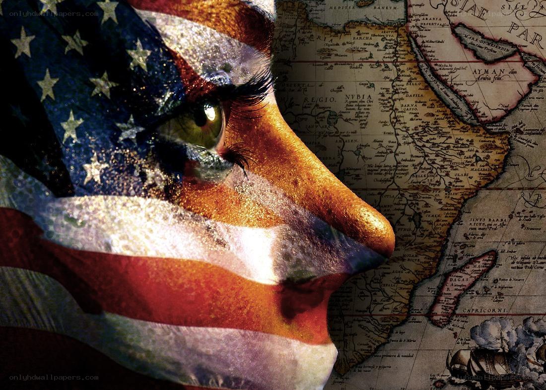 American flag face art