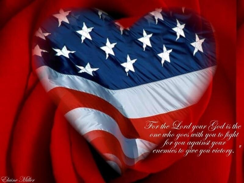 American flag heart with quote