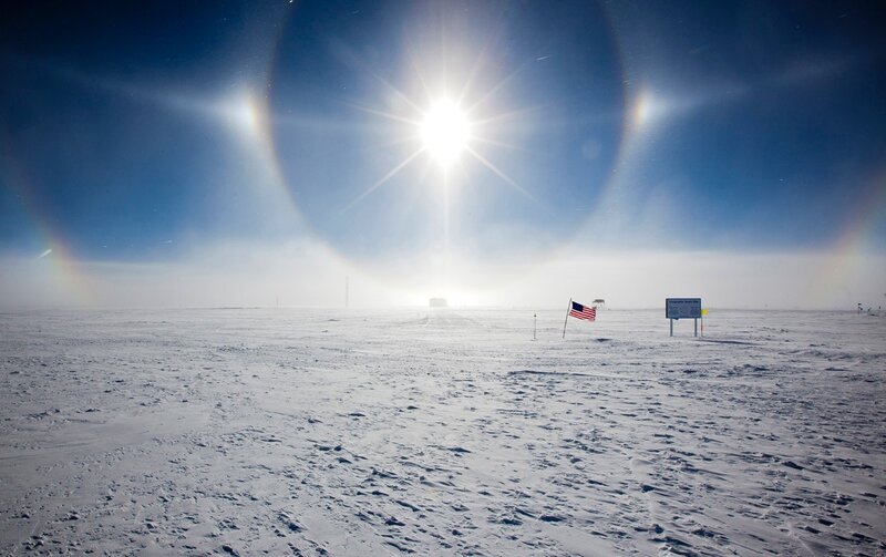 American Flag in Snow — White, Cold, Winter, Photograph