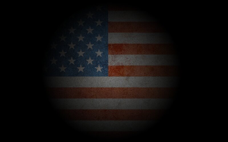 American Flag in Spotlight