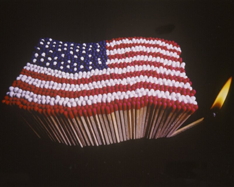 American Flag Made of Matches — Red